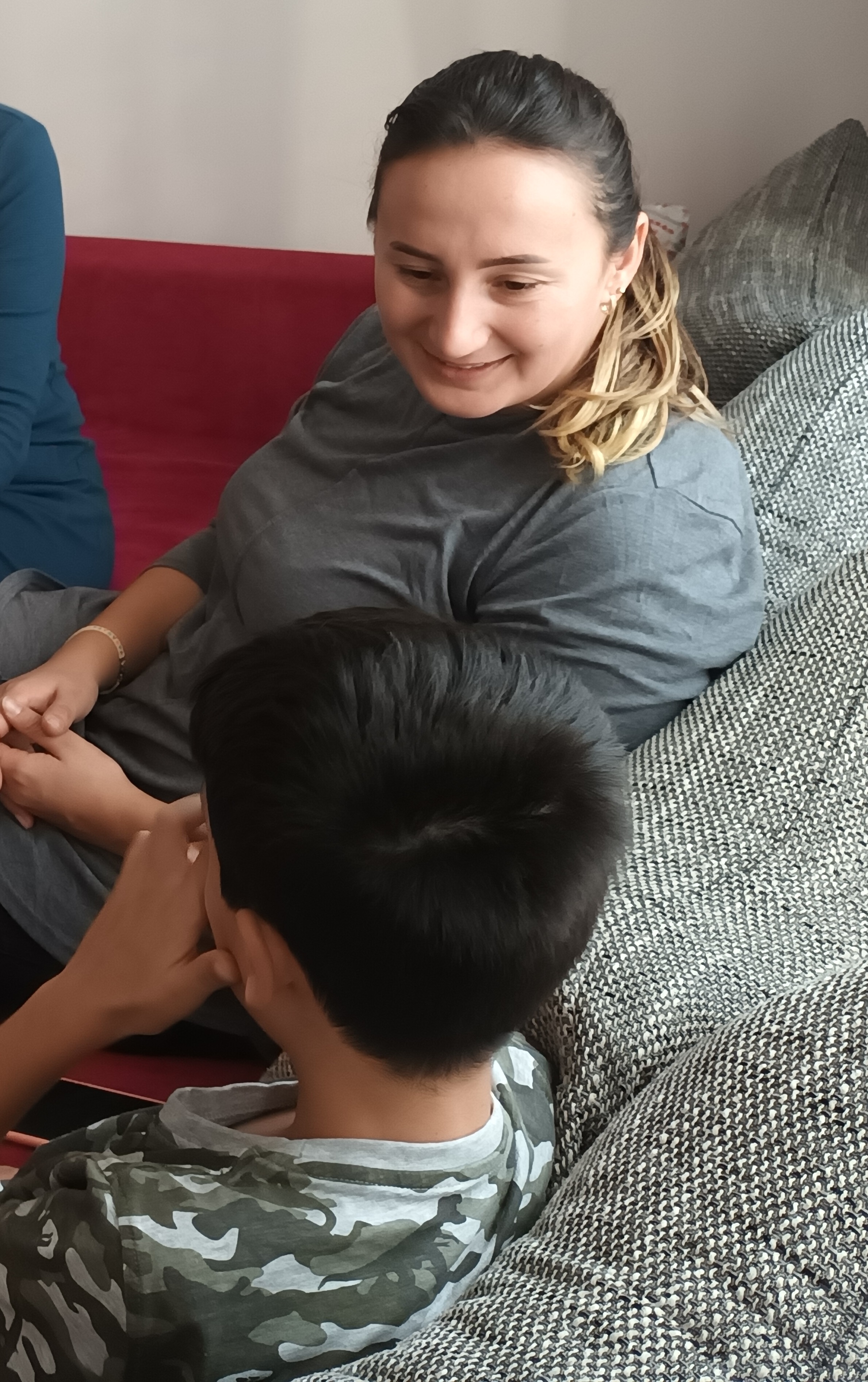 Emilia visiting a child in foster care